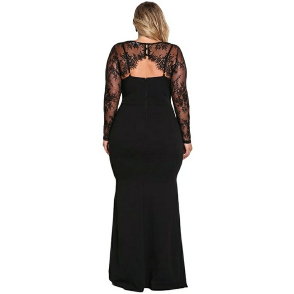 Plus Size Black Mermaid Dress - Picture 2 of 2